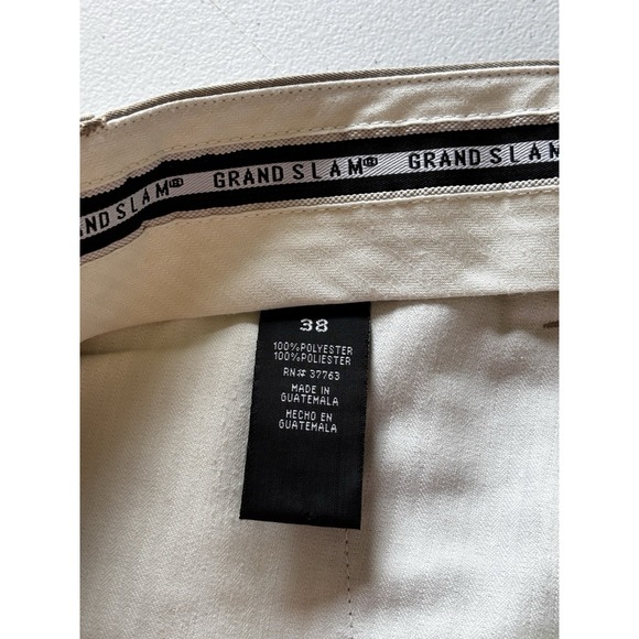 GRAND SLAM MENS 100% POLYESTER PLEATED GOLF SHORTS SIZE 38 KHAKI - Picture 12 of 12